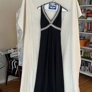 Delaru long black sparkly embellished gown